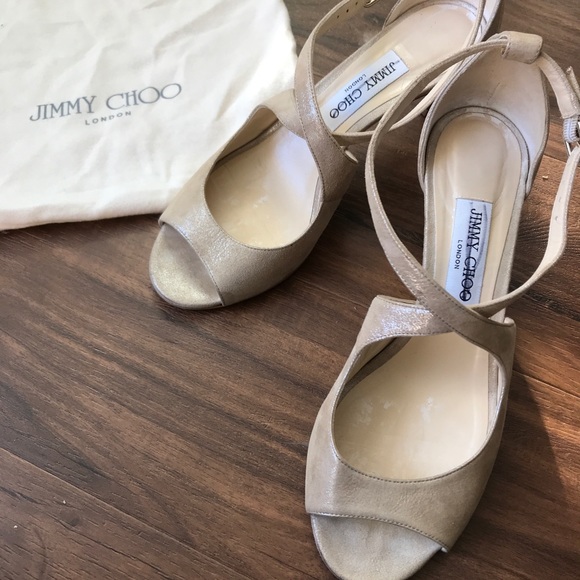 Jimmy Choo Emily Shimmer Suede 65mm Sandal 38.5 - Picture 4 of 7